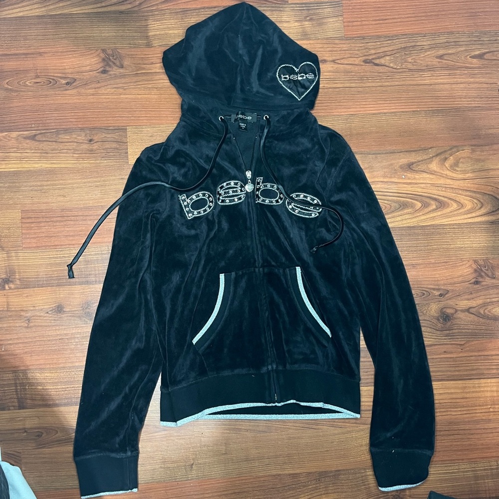 y2k velour bebe jacket with embroidered heart